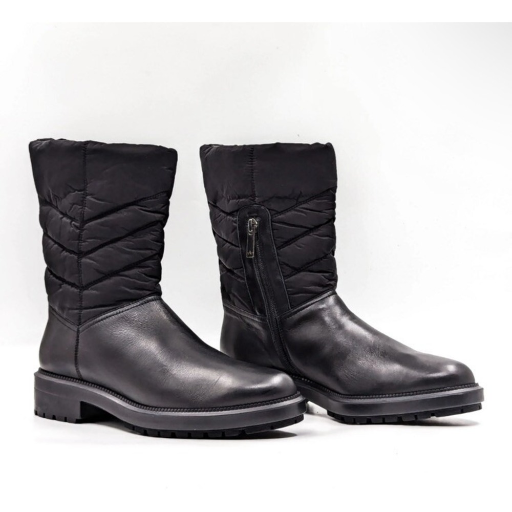 $650 AQUATALIA‎ LORI Quilted LEATHER BOOTs WATERPROOF Mid Calf Zip SZ 8